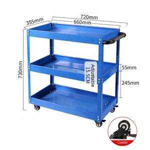 Carro de Herramientas Móvil de Metal de 3 Niveles para Trabajo Pesado, Carro de Servicio para Almacén con Ruedas y Mango - Product Image 4