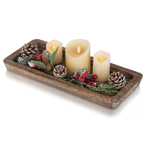 Décoration d'intérieur : Plateau décoratif rustique en <span class=keywords><strong>bois</strong></span>, petit plateau porte-bougie pour <span class=keywords><strong>table</strong></span> basse, <span class=keywords><strong>salle</strong></span> à <span class=keywords><strong>manger</strong></span> et cuisine - Product Image 1