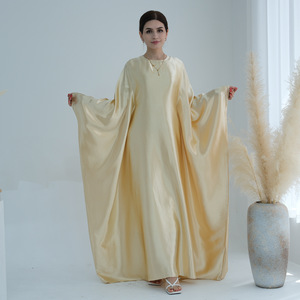 Women Satin <b>Abaya</b> Batwing Sleeve Modest Long Dress Anti Wrinkle Breathable Islamic Apparel for Daily <b>Prayer</b> Party - Product Image 4