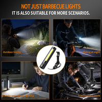 Rechargeable 360 °   Lampe de barbecue portable, accessoires de barbecue pour grillades en plein air, lampe torche avec lumière de camping magnétique
