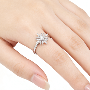 แหวนหมั้นเพชรทรงคลัสเตอร์น่ารัก ทองคำแท้ 10K/14K/18K ชุบทอง 14K คุณภาพ VVS-VS เพชรเลี้ยงในห้องปฏิบัติการ IGI - Product Image 4