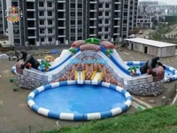 Parc aquatique gonflable Nova Giant Amusement Aqua City sur terre avec piscine Intex