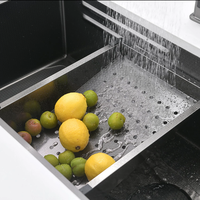 Ensemble d'évier de cuisine moderne avec robinet cascade en acier inoxydable 304 grand lavabo multifonction en nid d'abeille bionique à fente unique