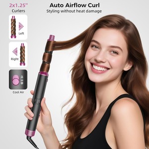 5 In 1 Hot Air Comb Multi Functional Hair Dryer With Auto Curling Negative Ion Brushless Motor Pink And Black - Product Image 4
