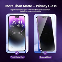 Protection d'écran en verre trempé anti-espion mat incassable TENOVA Factory 9H flexible anti-casse pour iPhone Samsung