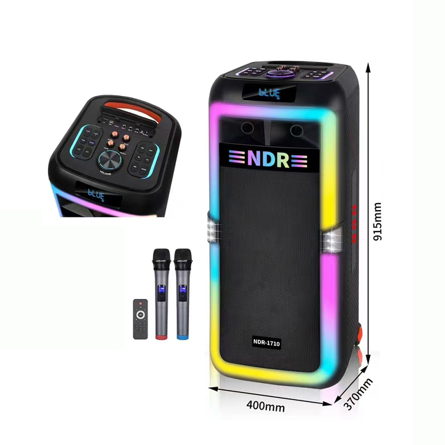 Dual 10 Inch Stereo Woofer Wireless Karaoke Speaker RGB Light HIFI Super Bass Subwoofer Tower Outdoor Party DJ Wireless Speaker