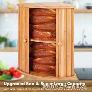 Boîte à pain en bambou avec porte à volet roulant 1022, rangement de cuisine moderne et simple pour pain et en-cas - Product Image 5
