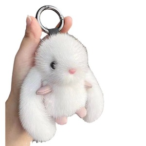 Llavero de Conejo Rex Auténtico, Juguete de Peluche Suave, Adorno para Bolso, Llavero de Coche de Lujo, Colgante de Conejo Bonito, Regalo - Product Image 5