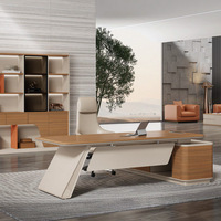 Escritorio Ejecutivo Modular Ergonómico Moderno, Estación de Trabajo Rectangular Convertible, Mesa de Oficina con Chapa de Madera, Panel Lateral con Almacenamiento, Sistema de Alimentación de Agua