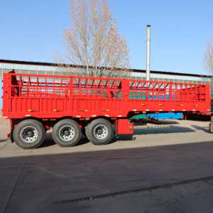 <span class=keywords><strong>60</strong></span> Ton 3-assige stalen veetransport aanhanger met zijwanden en hekwerk voor vee, schapen en kippen, JINFENG - Product Image 2