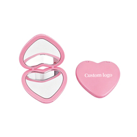 Miroir pliable compact portable à double usage pour étudiants, cadeau publicitaire créatif, avec couvercle rabattable en forme de cœur