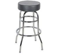 Tabouret de bar pivotant à 360 degrés moderne, base chromée, revêtement en cuir PVC rond, rembourrage en éponge, hauteur de comptoir, chaise de bar en métal pour hôtel