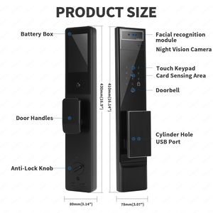 नए आगमन मोटर चालित स्मार्ट लॉक डेडबोल्ट के लिए नया आगमन मोटर चालित स्मार्ट लॉक डेडबोल्ट 3 डी फेस फिंगरप्रिंट कार्ड कुंजी कोड वीडियो इंटरकॉम अनलॉक - Product Image 6