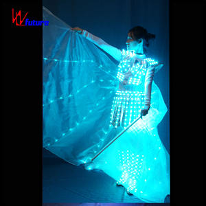 मिस्र के यूरोपीय रंगीन उदय आईएसआईएस पंख पेट चमकदार एलईडी चरण नृत्य पोशाक - Product Image 2