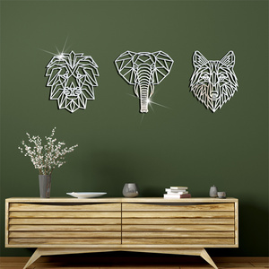 Decorazione per Camera dei Bambini in Acrilico 3D, Adesivi Murali a Specchio con <span class=keywords><strong>Elefante</strong></span>, Leone, Cavallo, <span class=keywords><strong>Farfalla</strong></span>, Immagini Geometriche <span class=keywords><strong>e</strong></span> Arte Lineare - Product Image 1