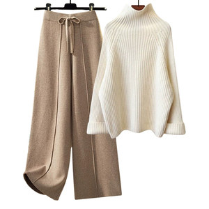2025 nuovo maglione in maglia autunno/inverno e pantaloni larghi in maglia Set da donna - Product Image 2