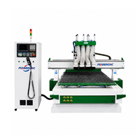 Jinan Mosencnc Router CNC 1325 de Múltiples Cabezales y Husillos Múltiples, Máquina de Grabado de Madera de Alta Velocidad con Mesa de Vacío y Motor para Pantallas de Muebles