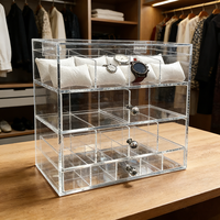 Boîte de rangement en acrylique transparente avec couvercle, empilable, pour la maison et le commerce de détail
