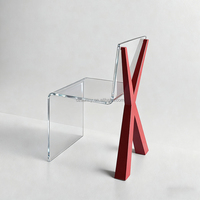Moderner Transparenter Acryl-Esszimmerstuhl Hochwertige Rückenlehne Farbenfroher 4-6-Sitzer für Zuhause Büro Café Schule Party Esstische mit Metallbeinen