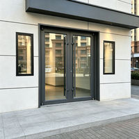Porte d'entrée commerciale en aluminium et verre, double battante avec ressort au sol, pour restaurant, hôtel, café, magasin de détail