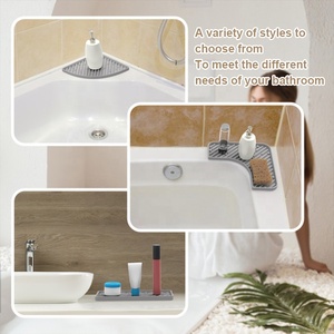 Support <span class=keywords><strong>d</strong></span>'<span class=keywords><strong>angle</strong></span> en silicone pour évier, porte-savon, organisateur de plateau en silicone pour salle de bain/douche ou évier de cuisine - Product Image 3
