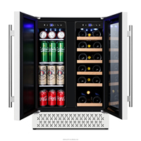 Réfrigérateur à vin et boissons électrique encastrable X 120L en acier inoxydable à deux zones avec contrôle de température indépendant pour bar à domicile et usage commercial