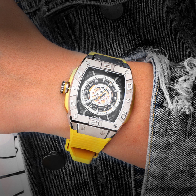 Fashion Luxury Sport Chronograph Sapphire Crystal Waterproof Automatic MIYOTA Movement Stainless Steel Case Rubber Band