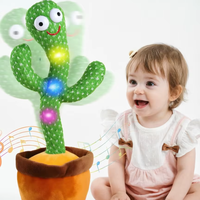 Jouet en peluche cactus parlant et dansant en gros, avec lumière LED et fonction interactive pour enfants