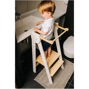 Tableau d'Apprentissage Antidérapant 3-en-1 pour Tout-Petits Enfants, Tabouret de Cuisine en Bois pour Bébé, 150 lb - Product Image 1