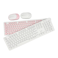 Clavier et souris sans fil 2,4 G ergonomique rétro de taille standard vert rose Combo pour ordinateur de bureau portable