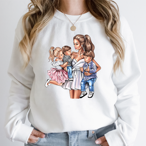 Autocollants thermocollants personnalisés lavables pour vêtements et t-shirts, motif mère-fille-fils, impression DTF, super maman et enfants - Product Image 2