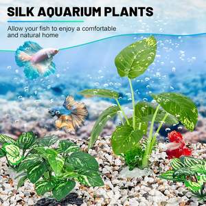 Betta Fish Tank Decor 10-pack Kunststof, Keramiek & Zijde Aquariumplanten voor Bureau-<span class=keywords><strong>aquarium</strong></span> en Visbakdecoratie - Product Image 2