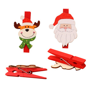 Suministros navideños, decoraciones navideñas, clips de madera con dibujos navideños, clips de madera pequeños de Papá Noel para bricolaje de 5 cm - Product Image 5