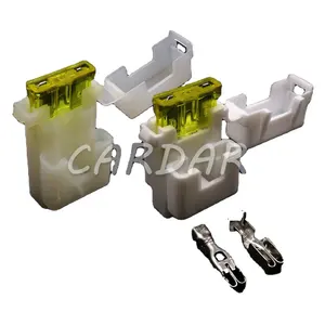 1 Set Standard Car Insurance Socket White Medium Fuse Box Assembly With 2pcs Terminals Middle Blade Fuse Holders