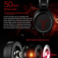 Lenovo Legion Star Y360 Casque supra-auriculaire de jeu filaire Esports avec port USB Télécommande 7.1 canaux pour ordinateur de bureau et ordinateur portable