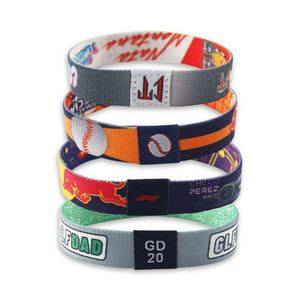 Bracelet en polyester personnalisé, écologique, avec impression couleur intégrale, pour festival, tissé, élastique, avec sublimation du logo - Product Image 2