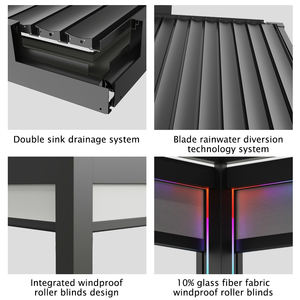 Pérgola con listones RGB personalizada, persiana impermeable de aluminio, cenador para exteriores, <span class=keywords><strong>Bioclima</strong></span> para pabellón de jardín - Product Image 5
