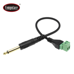 Cable adaptador de 6.35mm (1/4 de pulgada) con conector TS mono macho a bloque de terminales de tornillo de 2 pines verdes para cableado de proyectos de señal de altavoz - Product Image 1