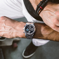 Jam Tangan Pria Mark Fairwhale Baja Tahan Karat Kualitas Terbaik Mewah Tombol Tekan Gesper Tersembunyi Tahan Air Tanggal Hari Olahraga FW-5370
