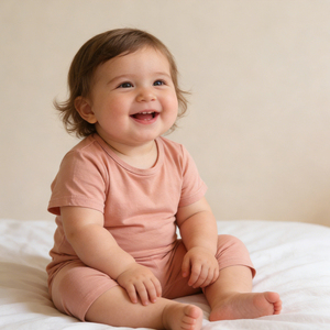 Ensemble de pyjama d'été uni léger à manches courtes en soie glacée pour bébés filles et garçons, vêtements d'intérieur doux et respirants - Product Image 2