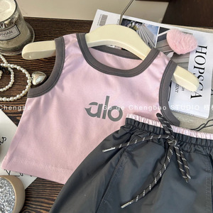 Tongxingyuan Girls Vest Set Pink Sleeveless Top Black Skirt Two Piece Summer Outfit Kids Fashion Clothes - Product Image 4