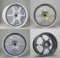 Nouvelles jantes de course FSB RG1 en alliage d'aluminium forgé à rayons multiples de 17 pouces, blanc + bord bleu, légères et performantes
