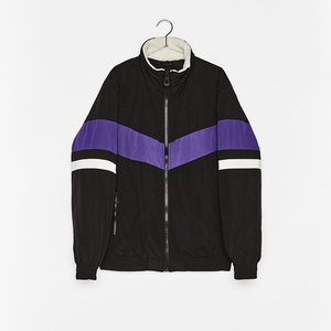 Gros logo personnalisé haute qualité hommes mouton col colorblock rayure réfléchissante à manches vestes - Product Image 6