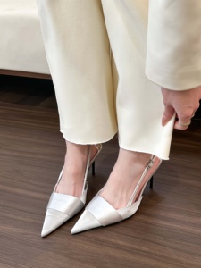 Nouvelles sandales mules en satin brillant pour femmes 2026, à bout pointu, talons fins, brides de cheville, chaussures habillées élégantes - Product Image 5