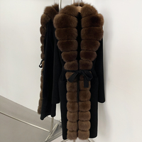 Pull en tricot avec col en fourrure naturelle OFTBUY, veste, nouveaux vêtements d'automne et d'hiver pour femmes, long manteau en fourrure de renard doux, cardigan pour femmes
