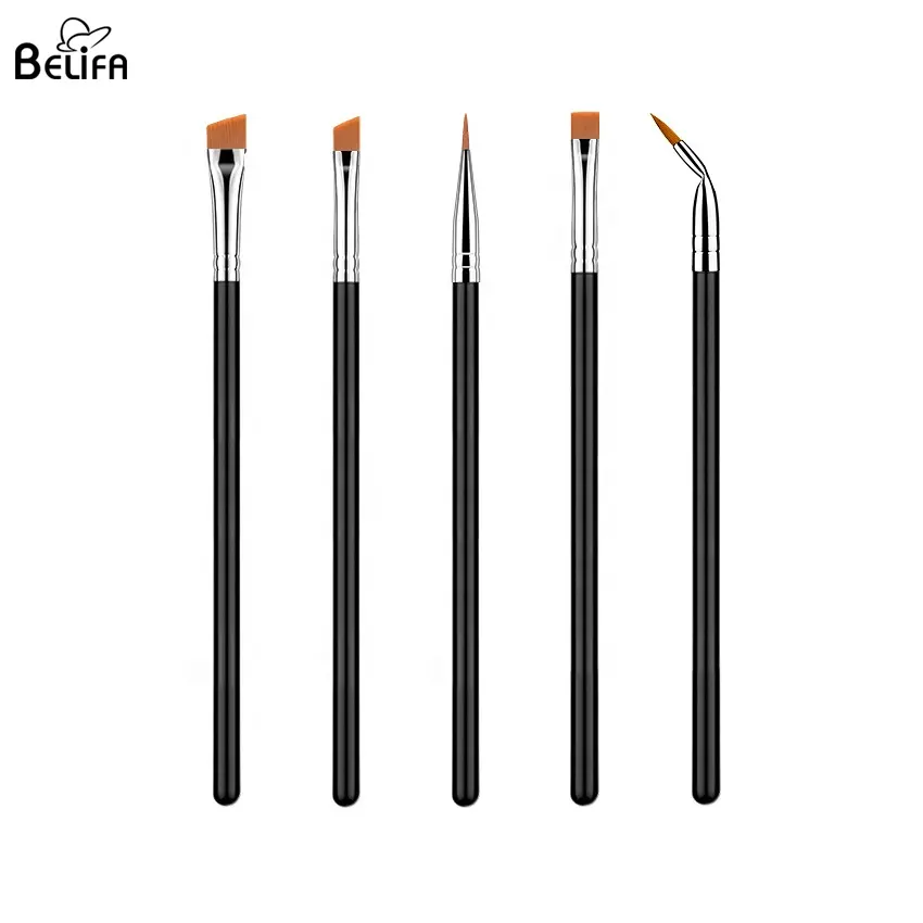 Belifa Long handle Eyeliner Lip brushes Portable fiber makeup brush Single bevel eyebrow brushes Beauty make-up tools