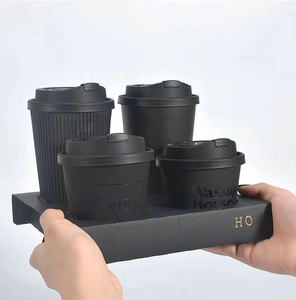 New Arrivals 12oz Coffee Cups Australia Black Color 8oz 12oz 16oz 20oz Paper Coffee Cups Custom Logo With Lids