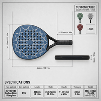 Noyau en mousse EVA en fibre de carbone 18K, forme goutte d'eau 38 mm, pour raquette de padel Power Play