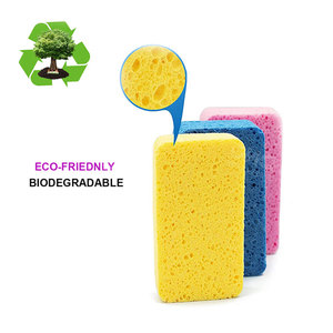 Tùy chỉnh OEM/ODM phân hủy sinh học sinh thái thân thiện với miếng bọt biển compostable <span class=keywords><strong>cellulose</strong></span> Bột Gỗ Nhà Bếp Scrubber miếng bọt biển - Product Image 1