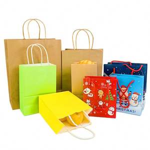 Sacs en papier kraft personnalisables avec poignée, recyclables, pour le shopping, vente en gros - Product Image 1